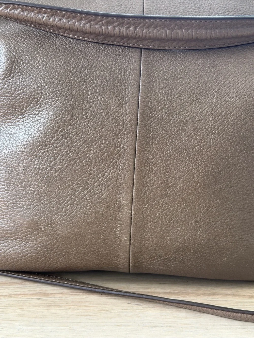 Coach Taupe Pebbled Leather Hobo Shoulder Bag